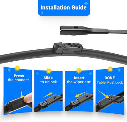 Windshield Wiper Blades Replacement for 2018-2023 BMW X3 X4 Original Factory Quality Front Rear Wipers Blade Set for My Car - 26" 20" 12" (Pack of 3)