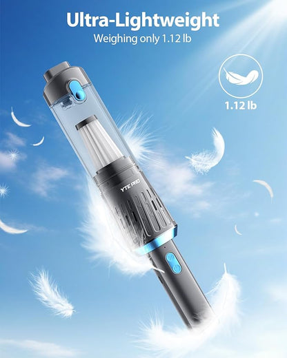 Handheld Vacuum Cordless 15000PA Car Vacuum 3-in-1 Hand Held Vacuums 1.1 Pounds Hand Vac Cordless Rechargeable One-Touch Empty for Cleaning Cars Offices Homes Pet Hair and Dust (Blue)