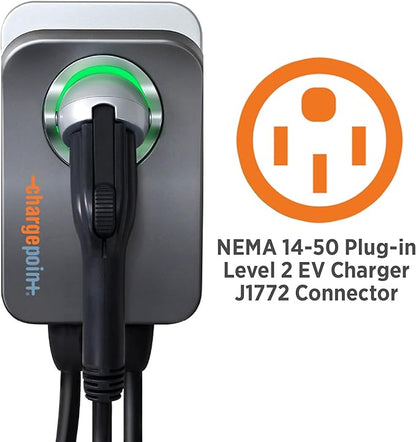 ChargePoint HomeFlex Level 2 EV Charger J1772, NEMA 14-50 Plug for Electric Car - Fast Smart Battery Power Charging at Home for Electric Automobile Vehicles