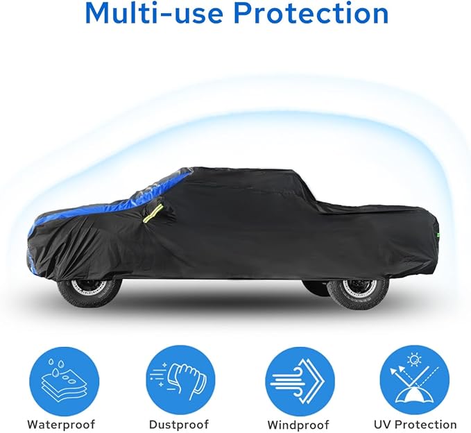 Avecrew All Weather Truck Cover - Waterproof, Rain, Snow, UV & Dust Protection (210"-230")