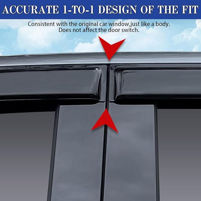 Rain Guards for Kia Soul 2014-2019, Tape-on Side Window Deflectors for Kia Soul, Window Visors for Kia Cars, for Kia Car Accessories 4 Rain Guards ＆ 2 Car Coasters