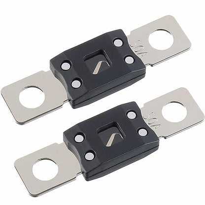 50A MEGA High Current Fuse - 50 Amp Bolt-on Fuse for Cars, Trucks, Construction Vehicles, Buses, Caravans (2 Pcs)