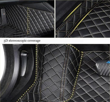 Custom All-Weather Protection Leather Car Floor Mats for Cars Sedan SUV Sports Car Waterproof Floor Mat (Black+Pink)