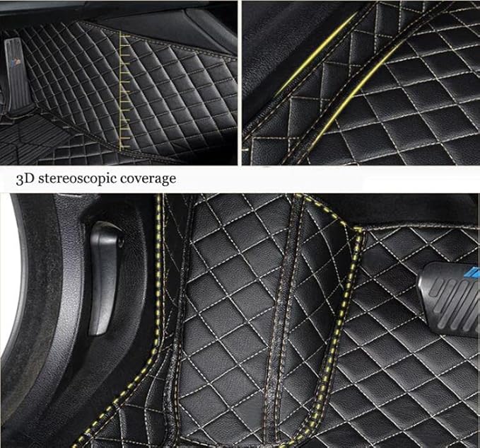 Custom All-Weather Protection Leather Car Floor Mats for Cars Sedan SUV Sports Car Waterproof Floor Mat (Black+Gray)