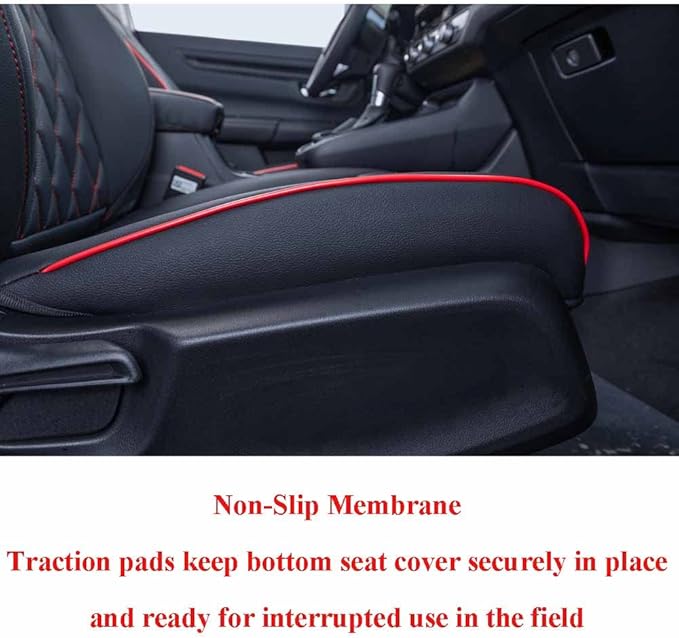 EKR Sportage Seat Covers Custom Fit for KIA Sportage Hybrid EX/SX Prestige & Plug-in Hybrid X-Line/X-Line Prestige 2023-2026 Leather Car Seat Cover Full Set-Faux Leather (Black with Red Piping)