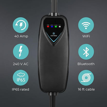 Lectron Level 2 Tesla Charger (WiFi Version) - 240V, 40 Amp, NEMA 14-50 Plug, 16 ft Extension Cord - Portable Electric Car Charger for Tesla - Compatible with All Tesla Models 3/Y/S/X
