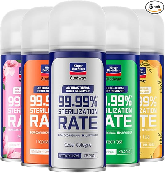 Glodway Whole Car Air Refresher,Odor Eliminator Remover Spray For Car, Strong Freshener With Odour Eliminator Technology,Long-Lasting Scent,6 Ounce(Pack of 5)