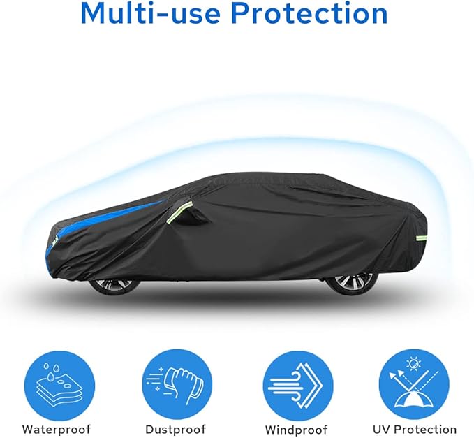 Avecrew Car Cover Custom Fit for Honda Accord, Waterproof All Weather Full Exterior Cover Rain Snow UV Protection Outdoor Cover with Side Door Zipper Design