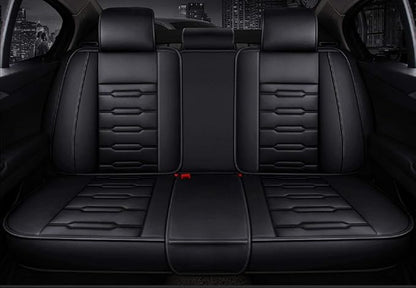 Seat Covers Full Set, Waterproof Leather Seat Covers for Cars, 5 Seats Universal Car Seat Protectors, Black Car Seat Covers Car Seat Cushions Fit for Most Cars (Black)