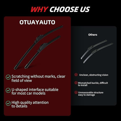 OTUAYAUTO Windshield Wiper Blades - Replacement for Jeep Cherokee 2014-2023, Original Factory Quality Front and Rear Wiper Blade - U Hook 26"+18"+14"(Pack of 3)