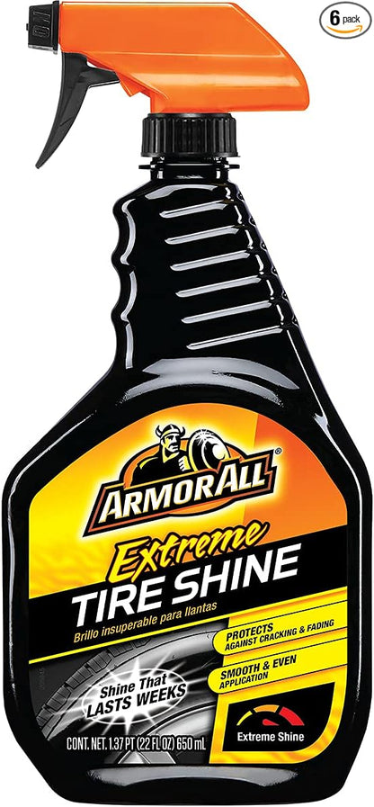 Armor All Extreme Tire Shine Spray , Tire Cleaner and Shine, 22 Fl Oz Each, 6 Pack