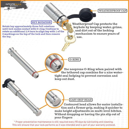 61101 | Receiver Lock for 1.25" Receiver - Class I & II