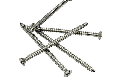 Bolt Dropper #12 X 3-1/2'' Stainless Steel Flat Head Phillips Wood Screw, (25 pc), 18-8 (304) Stainless Steel Sheet Metal Screws - Type A Point, Plain Finish