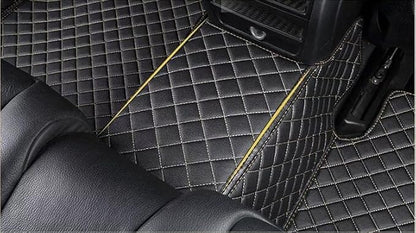 Custom All-Weather Protection Leather Car Floor Mats for Cars Sedan SUV Sports Car Waterproof Floor Mat (Black+Pink)