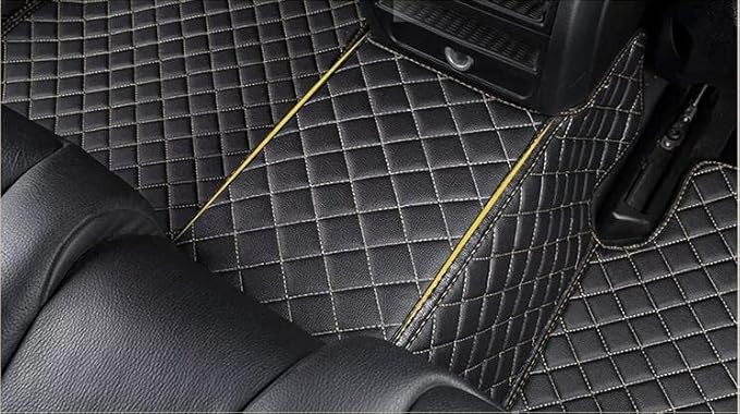 Custom All-Weather Protection Leather Car Floor Mats for Cars Sedan SUV Sports Car Waterproof Floor Mat (All Black Red)