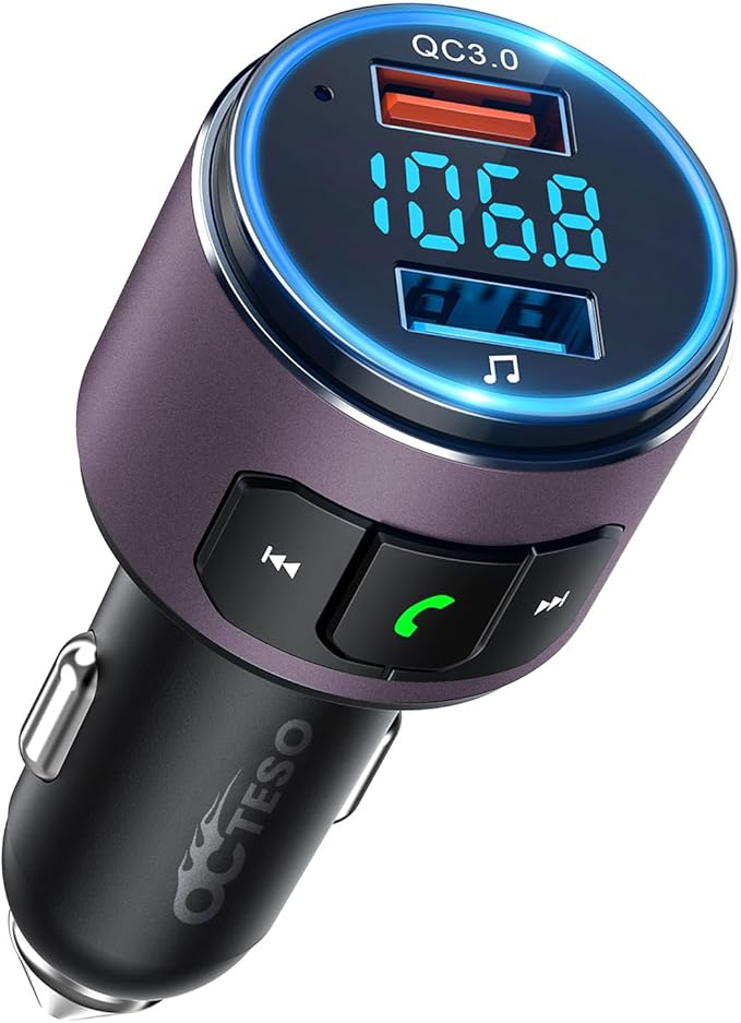 Upgraded V5.0 FM Transmitter for Car-Brown…