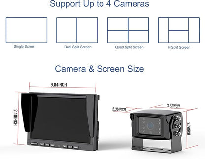 10'' 1080P Wireless Backup Camera System, 10 Inch DVR Dual/Quad Monitor Wireless 2 Rear View Cameras for RV/Truck/Trailer/Camper, IP69 Waterproof Digital Signal Recording System-BW102