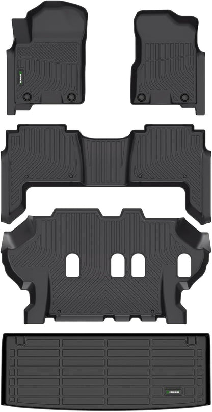 ANBINGO®Floor Mats & Cargo Liner Fit for 2019-2024 Nissan Armada (8 Seats)/Infiniti QX80 (Bench Seat) Waterproof Car Mats for Armada All Weather Floor Liners Fit QX80 Rubber High Edge Protection
