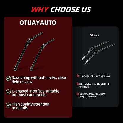 OTUAYAUTO Windshield Wiper Blades - Replacement for Volkswagen VW Tiguan 2018-2025, Front and Rear Wipers Set, Top Lock - 25"+22"+15" (Pack of 3)