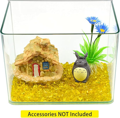 1 Lb (460 g) Yellow Sea Glass Stones Irregular Rainbow Glass Pebble Decorative Rock Quartz Tumbled Gemstone Chips for Aquarium Decoration/Vase Filler/Jewelry Making/Handwork Craft/Gems Display