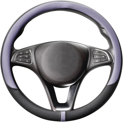 COFIT Breathable Car Steering Wheel Cover 15 inch Auto Universal Leather Wrap Non-Slip Steeringwheel Protector Automotive Interior Accessories, Purple (Suit for 14.5-15 inch)