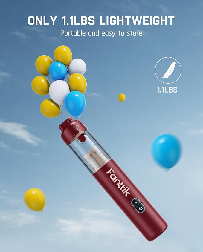 Fanttik Slim V8 APEX Car Vacuum, 4-in-1 Portable Mini Cordless Vacuum with 19000pa Suction Power, Type-C Charge, 2 Suction Modes, Handheld Vacuum for Car, Office Desk, Keyboards (Red)