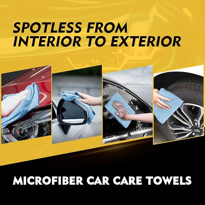 HOMEXCEL Blue Microfiber Cleaning Cloth 12 Pack, 12.5 x 12.5 inch Microfiber Towels for Cars, Ultra Absorbent Car Washing Cloth, Lint Free Streak Free Cleaning Rags for Car, Kitchen, and Window