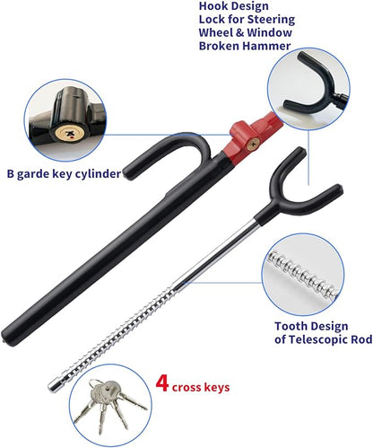 Steering Wheel Lock Anti-Theft car Device Car Wheel Locks Heavy Duty Vehicle Security Steering Wheel Lock for Truck Car Vehicles Van Lorry SUV with 4 Keys, Elongated Length BlackRed