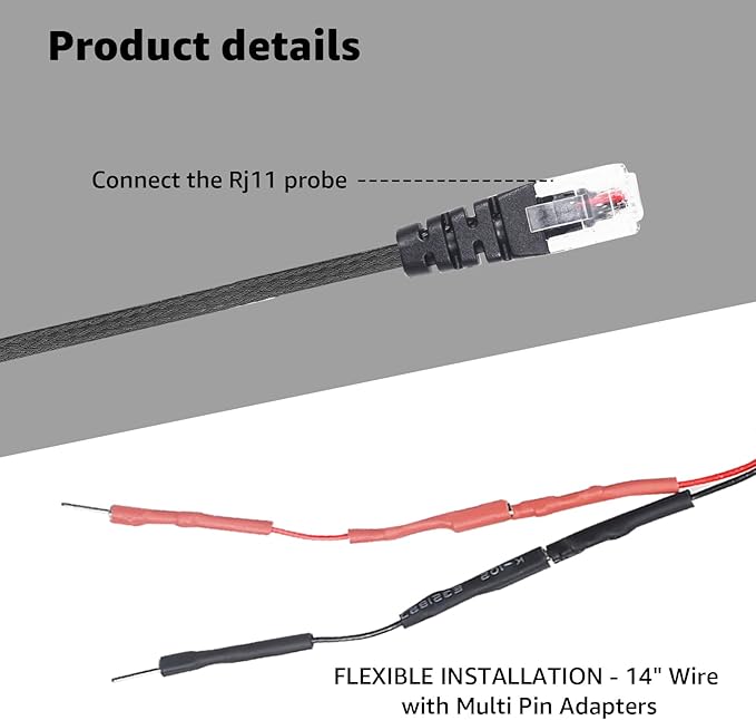 RJ11 Power Cord Compatible with Uniden Radar Mirror Wire Detectors,Model (3005201U) Fits R1 R3 R4 R7 R8 (2 Pack)