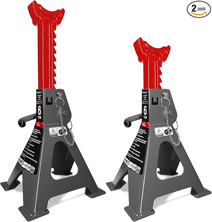 Car Jack Stands 6 Ton with Double Locking and Large Foot Base for Lifting Cars,SUVS,MPVS, Heavy Duty Steel, 13000 lb Capacity, 1 Pair
