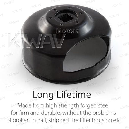 KiWAV Oil Filter Cap Wrench Tool compatible for 1984-2021 Harley Spin-on Oil Filters (Except '15-later XG) Twin Cam Oil Filters with 76 x 14 Flutes (Crank Sensor)