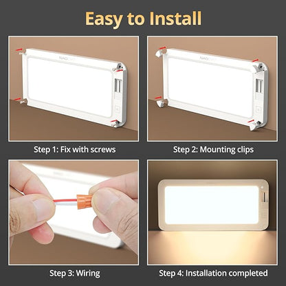 NAOEVO RV Lights Interior 2070LX, 1500LM RV LED Lights Interior 12V, Camper Lights Interior with 3 Color and Stepless Dimming, Energy-efficient RV Ceiling Light for Trailer Boat Car(4Pack, 2900-6500K)