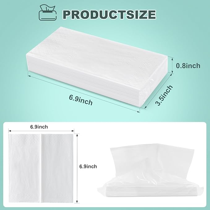 4-Ply Car Tissue Refills (960 Layers) - 8 Pack Travel Size Tissues, Soft & Strong Disposable Facial Tissues for Car, Office, Home - 240 Sheets