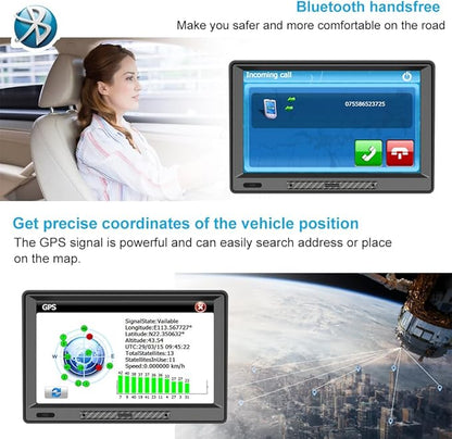 GPS Navigator for Car,Latest 2025 Map,9 inch Touch Screen Real Voice Spoken Navigation System for Cars, Vehicle GPS with Speed and Red Light Warning Lifetime Maps Update
