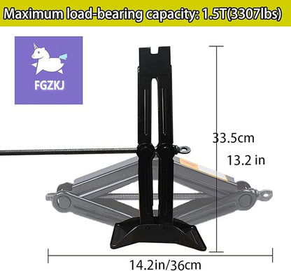 Scissor Jack for Car,Car Jack Kit - Tire Jack with Energy-Saving Ratchet Handle,Can Support a Maximum Weight of 1.5T (3307lb),Portable, Suitable for Small Cars and SUV (Saving Handle-1.5 tons)