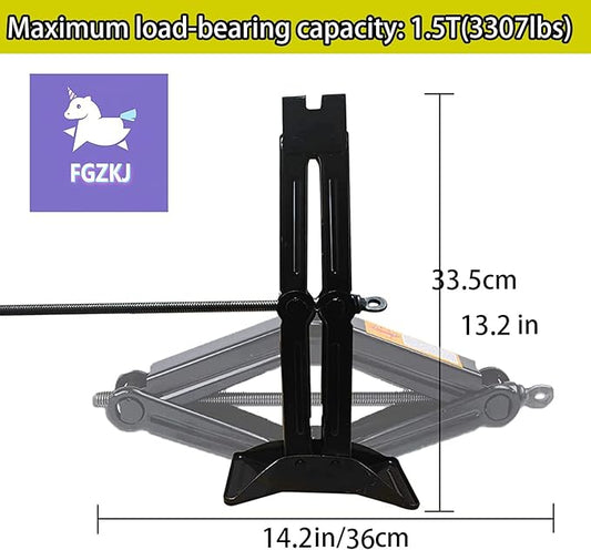 Scissor Jack for Car,Car Jack Kit - Tire Jack with Energy-Saving Ratchet Handle,Can Support a Maximum Weight of 1.5T (3307lb),Portable, Suitable for Small Cars and SUV (Saving Handle-1.5 tons)