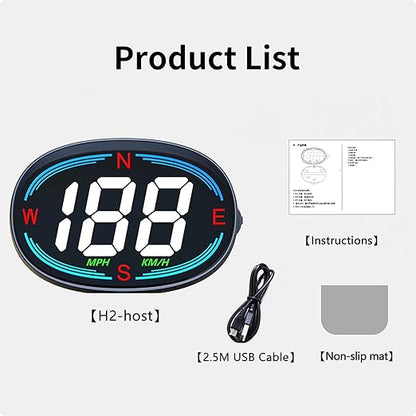 H2 GPS Speedometer Digital Speedometer GPS HUD Universal All Cars Head Up Display Vehicle Speed Compass MPH KMH Speed Gauge Plug and Play
