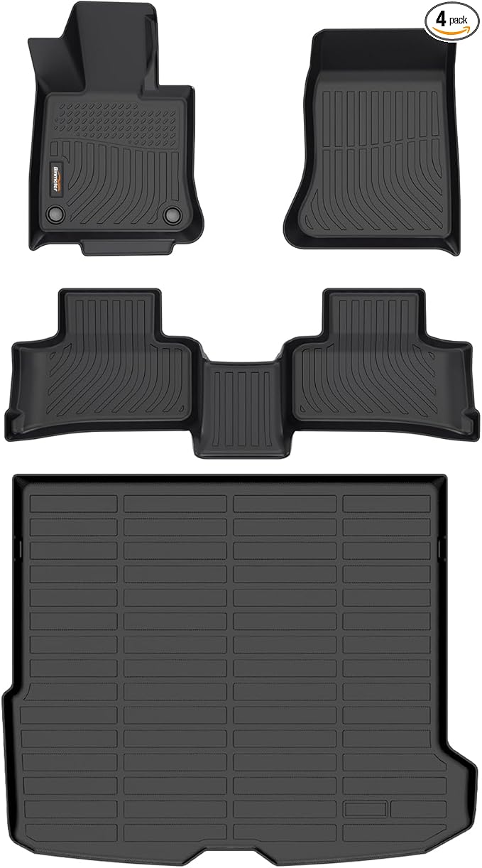 Custom Floor Mats and Cargo Liner Set for 2023-2025 Mercedes Benz GLC 300/350e/43 AMG - TPE All Weather Guard Black Car Mats and Trunk Liners Accessories