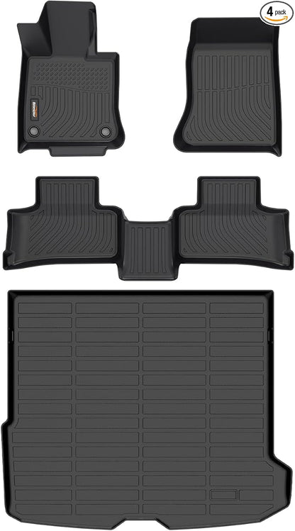 Custom Floor Mats and Cargo Liner Set for 2023-2025 Mercedes Benz GLC 300/350e/43 AMG - TPE All Weather Guard Black Car Mats and Trunk Liners Accessories
