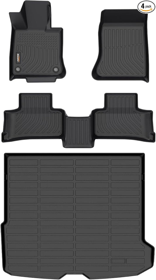 Custom Floor Mats and Cargo Liner Set for 2023-2025 Mercedes Benz GLC 300/350e/43 AMG - TPE All Weather Guard Black Car Mats and Trunk Liners Accessories