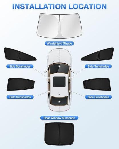 Sunshades for Toyota Prius 2023-2025 2026 Accessories Windshield Sun Shade Side Rear Window Shade Cover Sun Visor Shield Privacy Protection Keep Vehicle Cool Black 6PCS