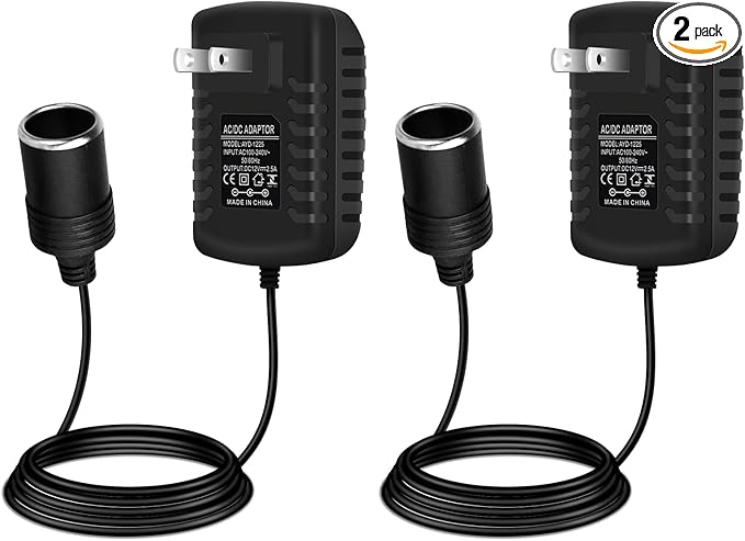 inShareplus 12V 2.5A 30W AC to DC Converter, 12 Volt Car Cigarette Lighter Adapter to Wall Outlet, 110V to 12V Power Supply for Car Devices (MP3, Fan, Dash Cam), 2 Pack