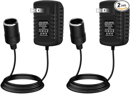 inShareplus 12V 2.5A 30W AC to DC Converter, 12 Volt Car Cigarette Lighter Adapter to Wall Outlet, 110V to 12V Power Supply for Car Devices (MP3, Fan, Dash Cam), 2 Pack