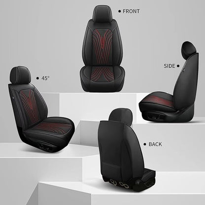 Seat Covers for Car Fit for Toyota Camry 2025 2024 2023-2012: Front Seat Covers Faux Leather Waterproof Breathable Car Seat Cushions Cover (2 Seats,Black & Red Line)