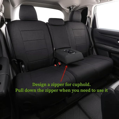 coverdream Full Set CRV Seat Covers Custom Fit for 2023 2024 2025 2026 Honda CR-V LX,EX,EXL,Hybrid,Sport Series,Trailsport,Fully Covered,Airbag Compatible UV Resistant Polyester Seat Protector(Black)