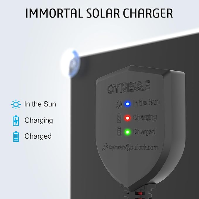OYMSAE 20W 12V Solar Panel Battery Charger Portable Waterproof Power Trickle Battery Charger & Maintainer for Car Boat Automotive RV with Cigarette Lighter Plug & Wiring Clip