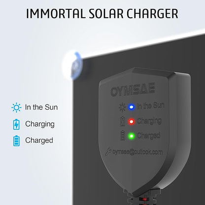 OYMSAE 5W 12V Solar Car Battery Charger Portable Waterproof Solar Power Battery Charger & maintainer with Trickle Cigarette Lighter Plug & Alligator Clip