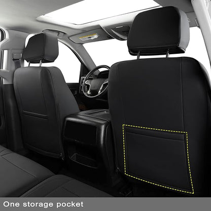 LUCKYMAN CLUB Front Seat Covers fit for Crew Cab/Extended Cab/Regular Cab of 2019-2025 Chevy Silverado Sierra 1500, 2020-2025 Silverado Sierra 2500 3500 (Black 2 pcs)