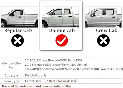 ANBINGO-Floor Mats Fits 2014-2018 Silverado/Sierra 1500, 2015-2019 2500/3500 HD, Double Cab Only, Custom Fit Silverado Floor mats, All Weather Protection Silverado1500 Double Cab Accessories