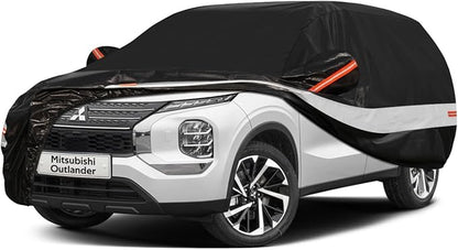 10 Layers SUV Car Cover Custom Fit for Mitsubishi Outlander (2005-2024) Waterproof All Weather for Automobiles, Outdoor Full Cover Sun UV Rain Protection with Cotton.Black